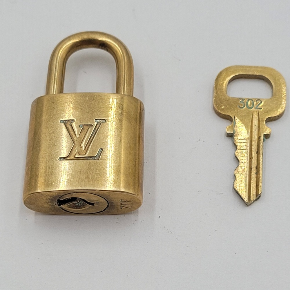 Louis Vuitton Brass Padlock and Key 302 Made in France Gold Tone Hardware